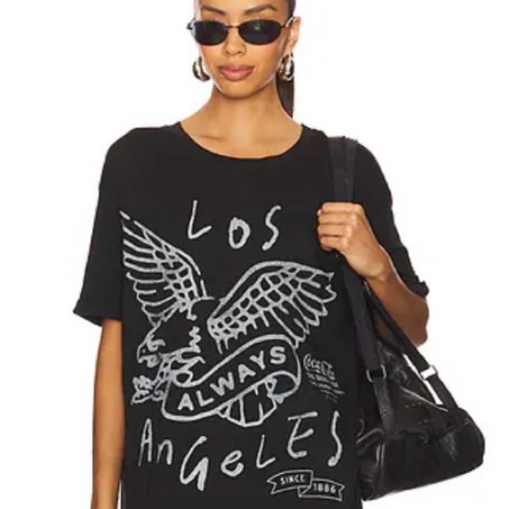 The Laundry Room Black Short Sleeve Tee with White Graphic - Los Angeles Eagle